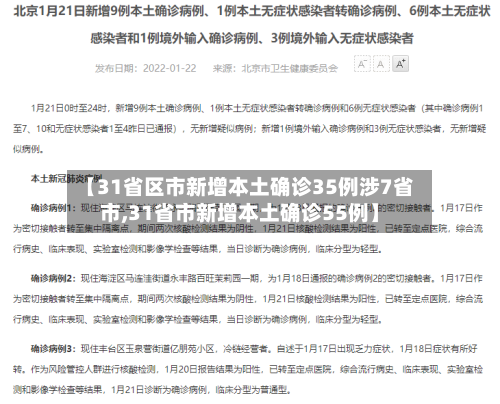 【31省区市新增本土确诊35例涉7省市,31省市新增本土确诊55例】