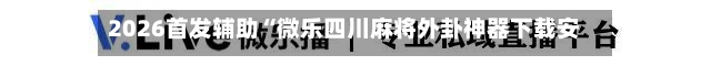 2026首发辅助“微乐四川麻将外卦神器下载安装	”详细开挂教程官方正版下载-第2张图片