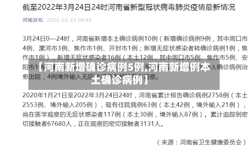 【河南新增确诊病例5例,河南新增例本土确诊病例】