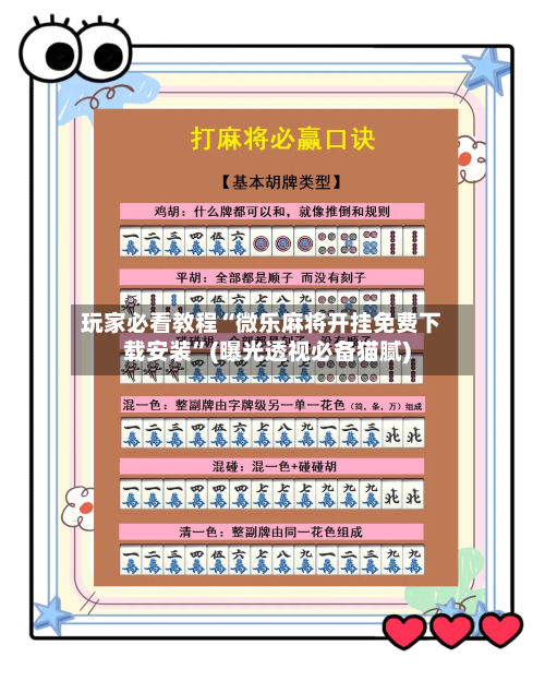 玩家必看教程“微乐麻将开挂免费下载安装”(曝光透视必备猫腻)