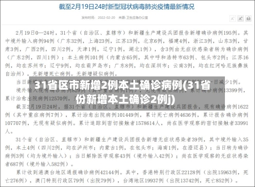31省区市新增2例本土确诊病例(31省份新增本土确诊2例j)