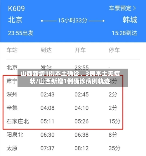 山西新增1例本土确诊	、3例本土无症状/山西新增1例确诊病例轨迹-第2张图片