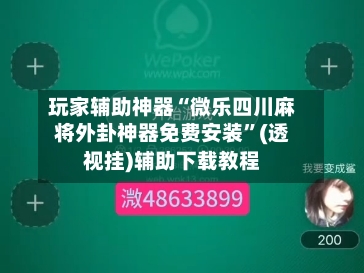 玩家辅助神器“微乐四川麻将外卦神器免费安装”(透视挂)辅助下载教程-第3张图片