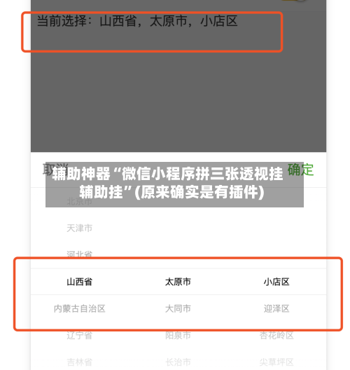 辅助神器“微信小程序拼三张透视挂辅助挂”(原来确实是有插件)
